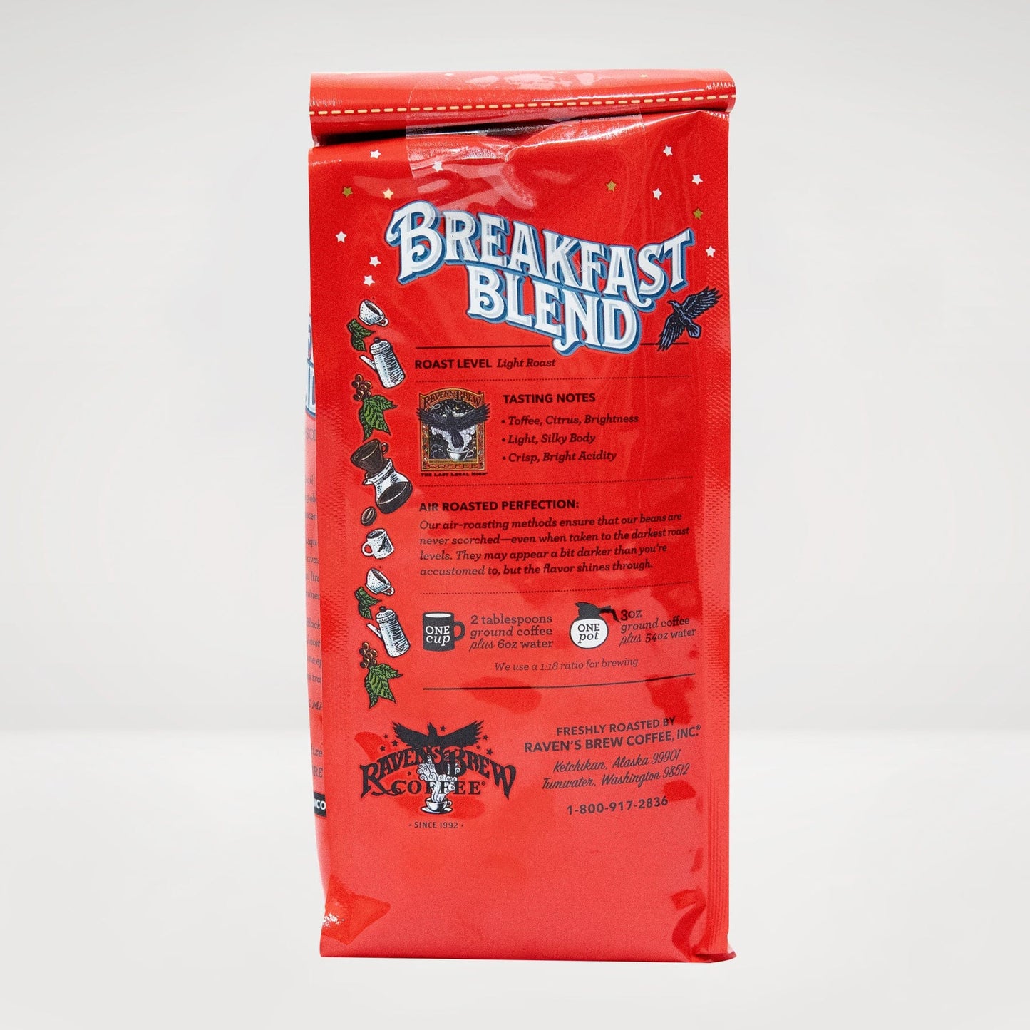 12oz Raven's Brew® Breakfast Blend Coffee Back View