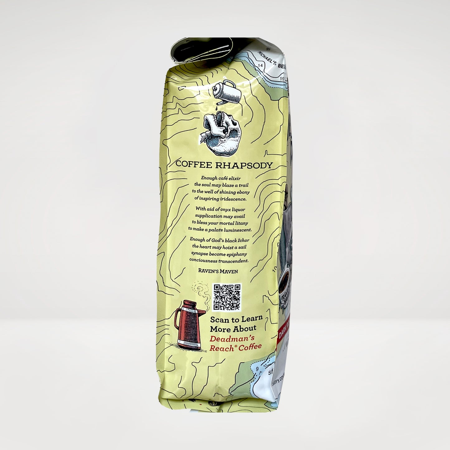 12oz Deadman's Reach® Dark Roast Coffee Left Side View