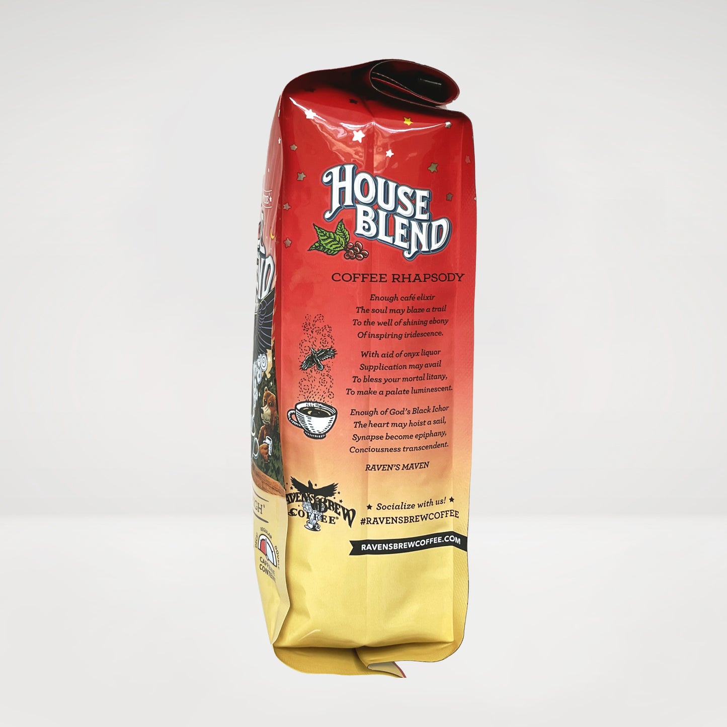 12oz Raven's Brew® House Blend Dark Roast Right Side View