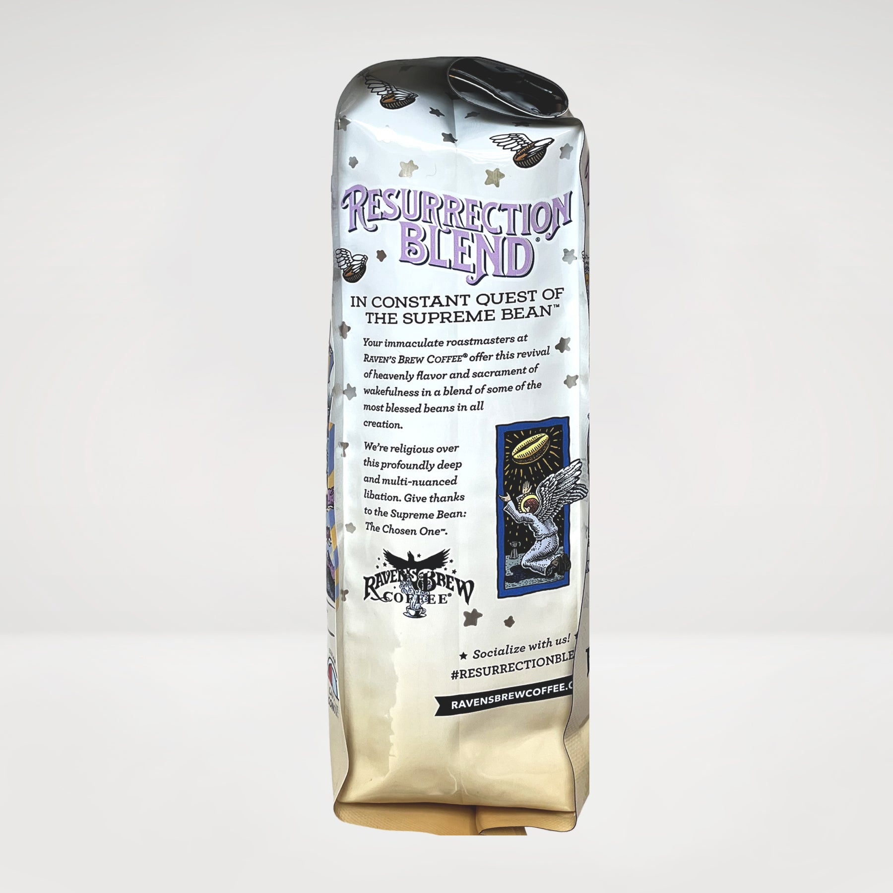 12oz Organic Resurrection Blend® Full City Roast Coffee Right Side View