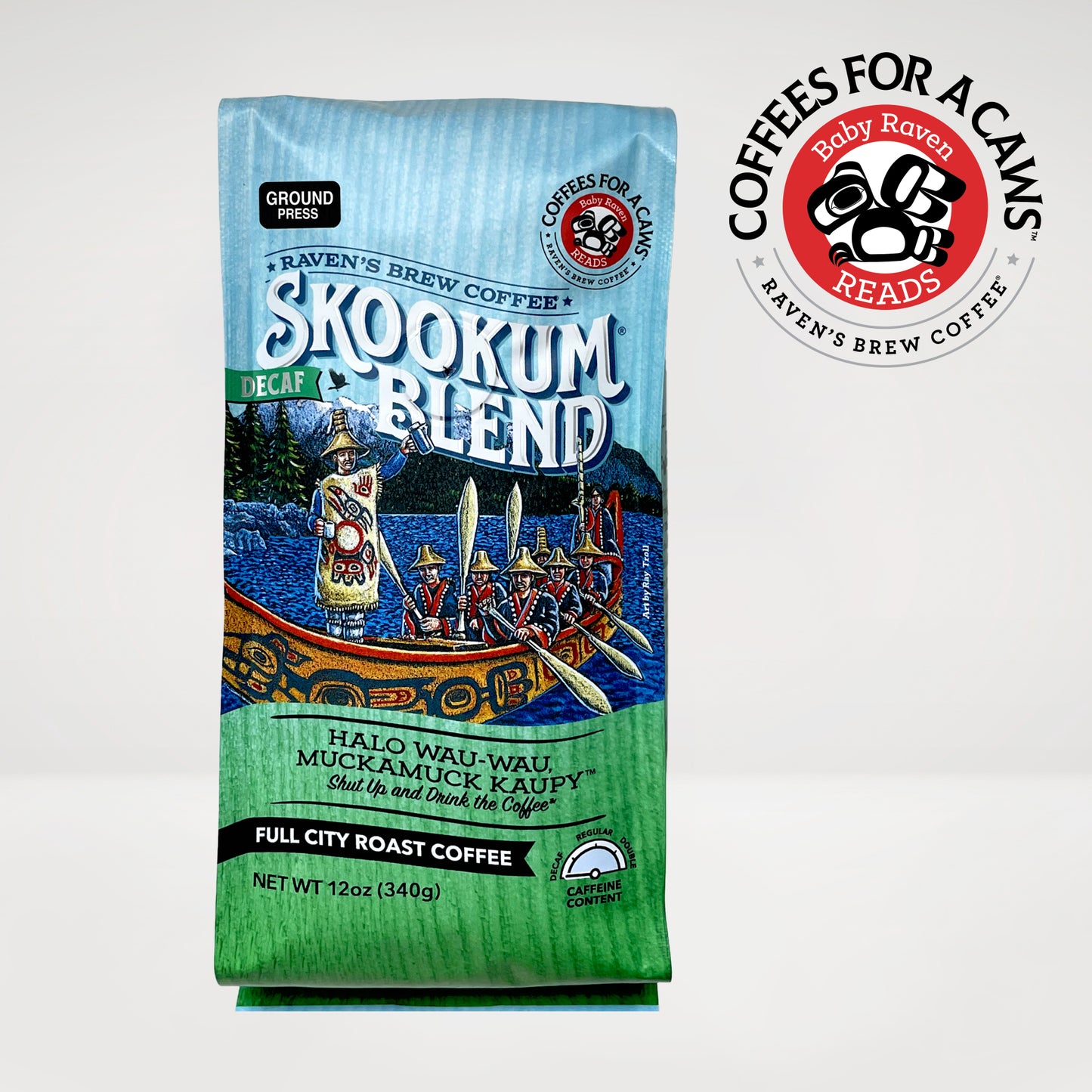 12oz Decaf Press Pot Ground Skookum® Blend Full City Roast Coffee