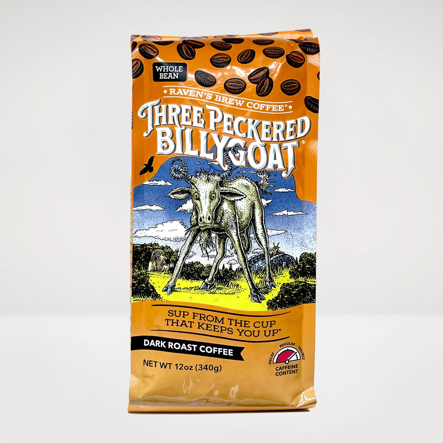 12oz Whole Bean Three Peckered Billy Goat® Dark Roast Coffee