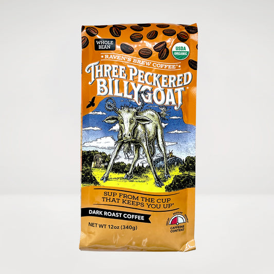 12oz Organic Whole Bean Three Peckered Billy Goat® Dark Roast Coffee