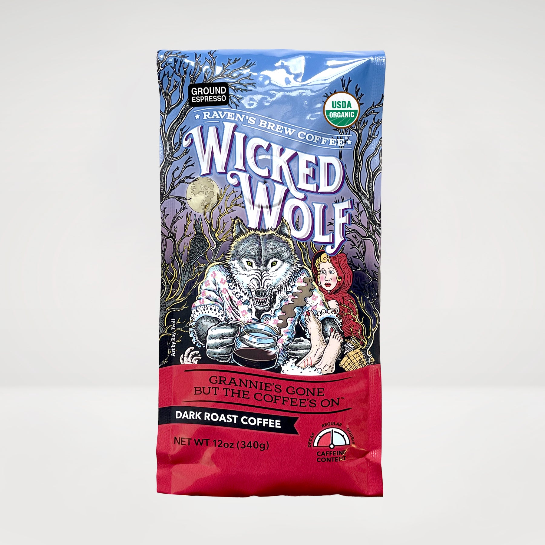 12oz Organic Espresso Ground Wicked Wolf® Dark Roast Coffee