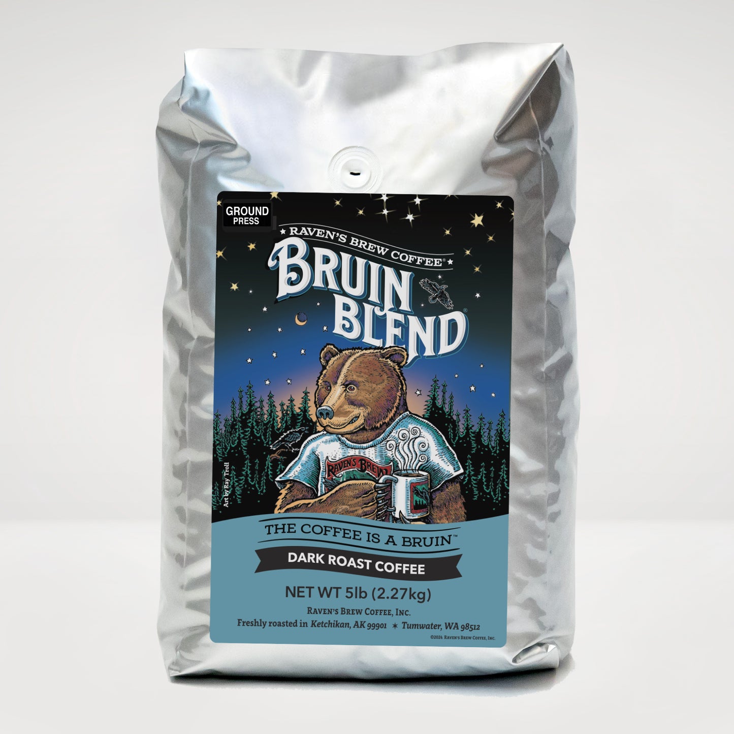 5lb Press Pot Ground Bruin Blend® Full City Roast Coffee