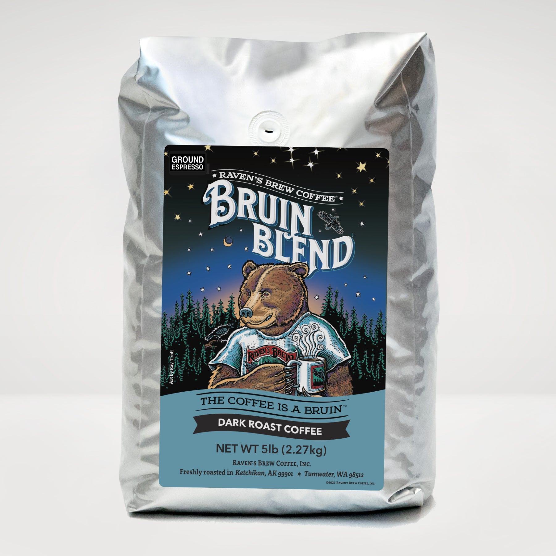 5lb Espresso Ground Bruin Blend® Full City Roast Coffee