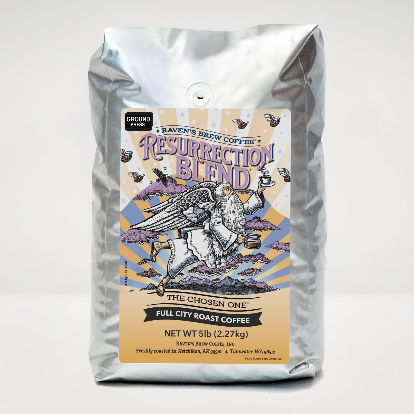 5lb Press Pot Ground Resurrection Blend® Full City Roast Coffee
