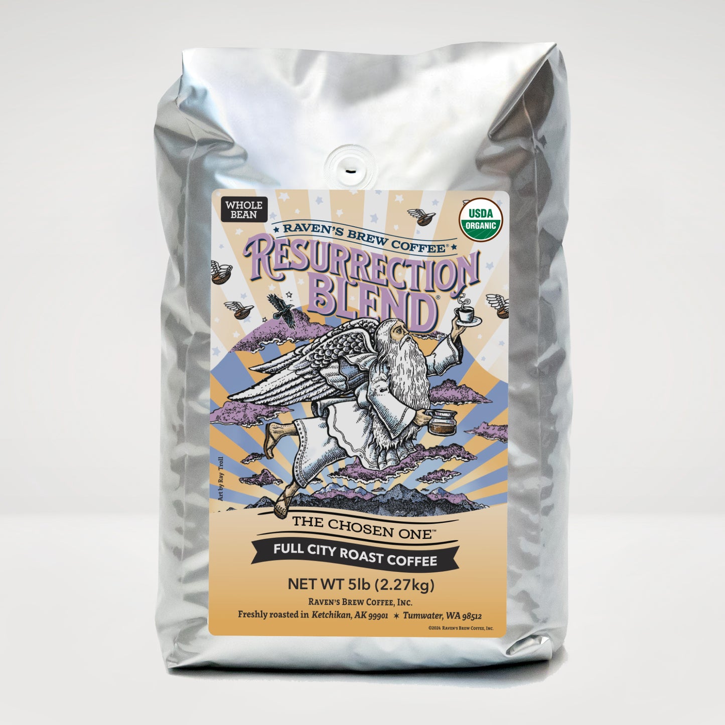 5lb Organic Whole Bean Resurrection Blend® Full City Roast Coffee