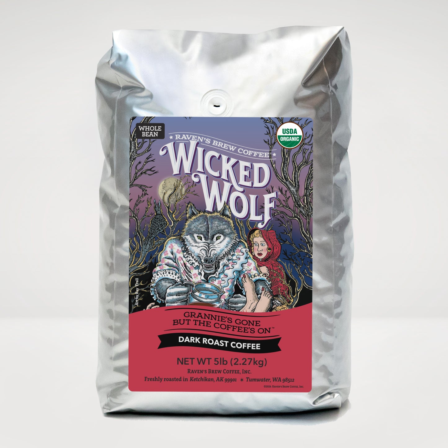 5lb Organic Whole Bean Wicked Wolf® Dark Roast Coffee