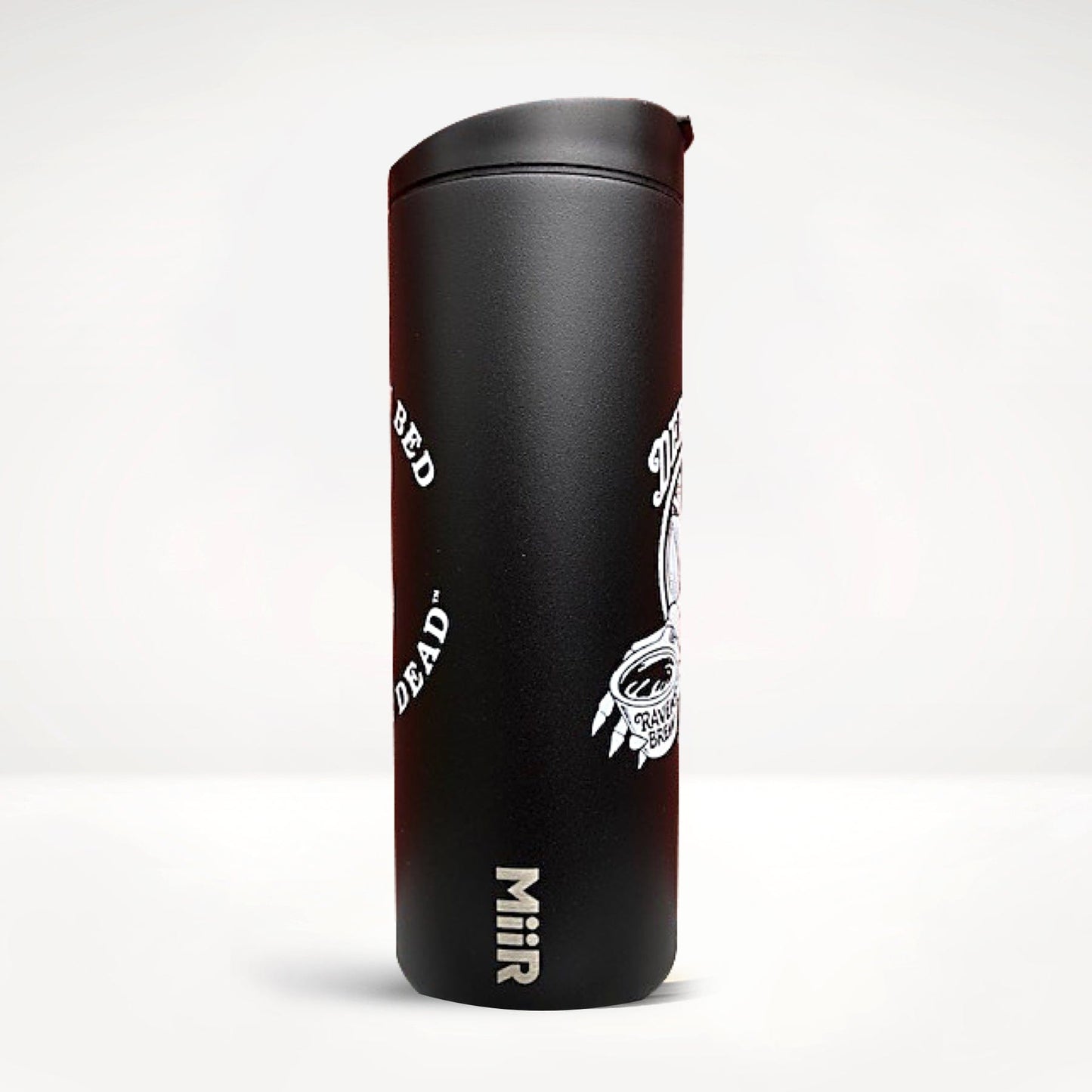 16oz Black MiiR Tumbler sideview with Miir logo.