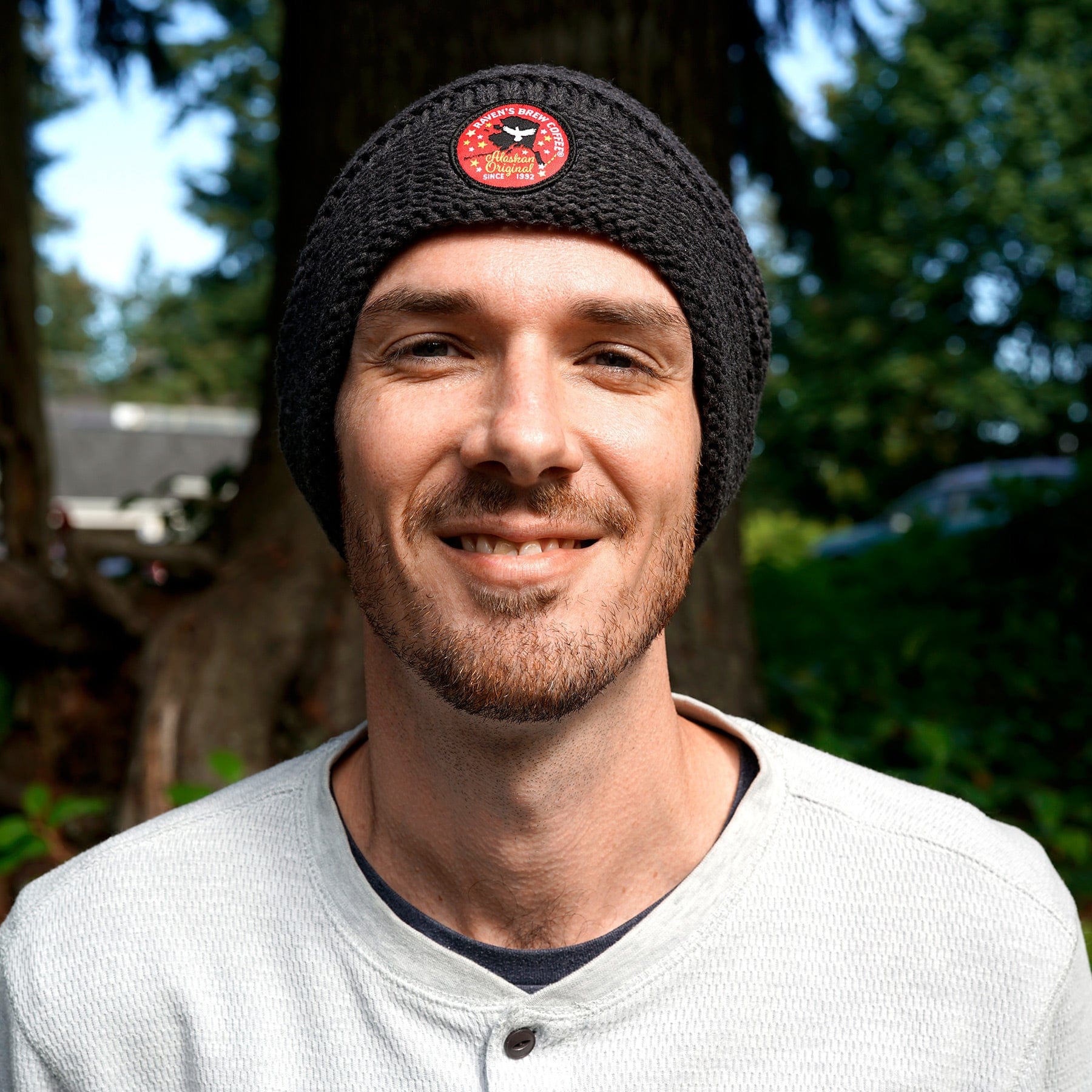 Beanie on body shot front view on a man.