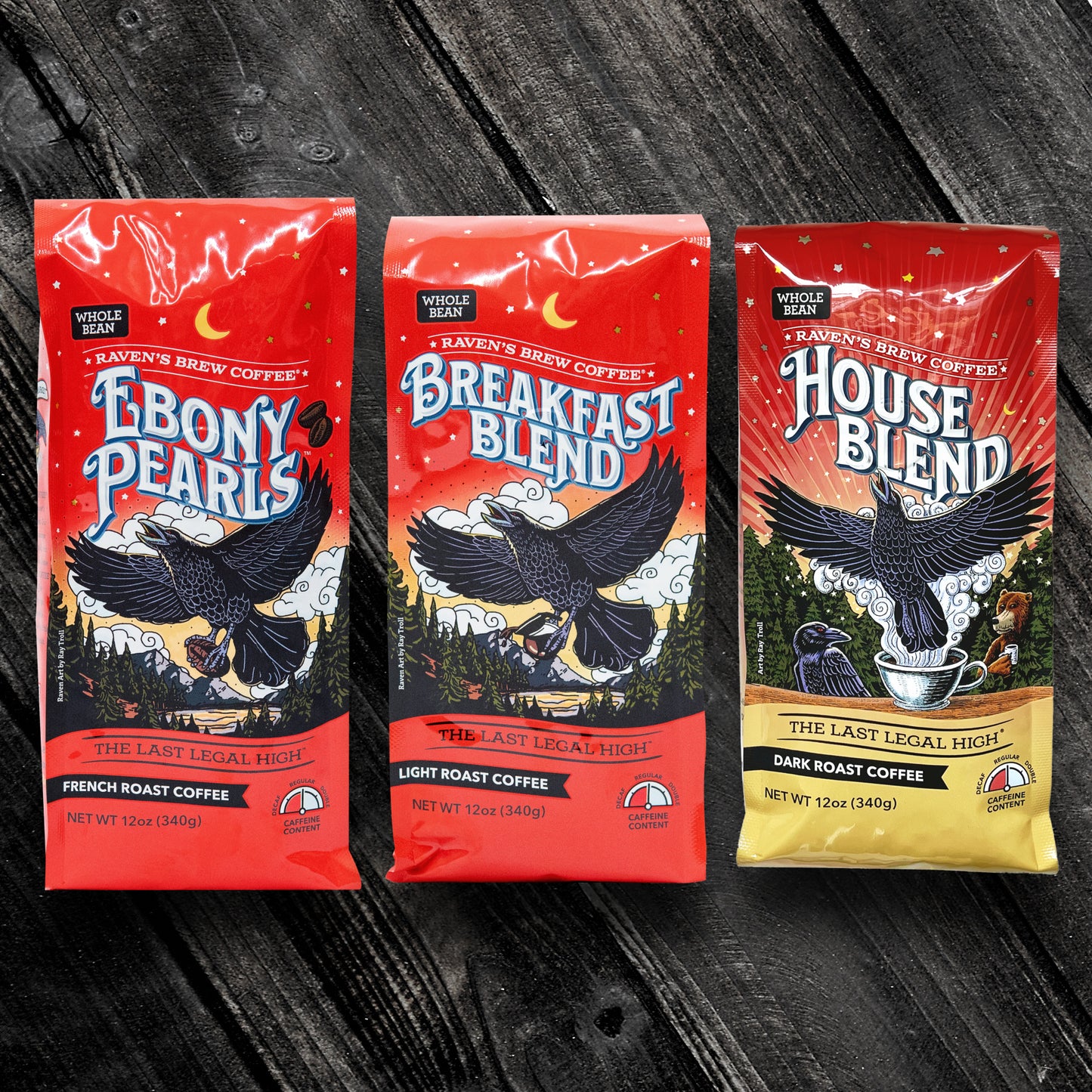 Threesome Set of Raven's Brew® Coffees