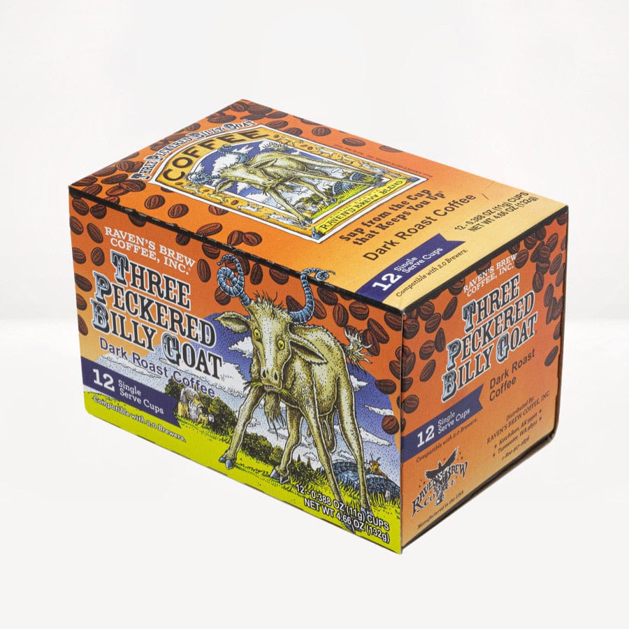 12 Count Three Peckered Billy Goat® Dark Roast Coffee Single Serve Cups
