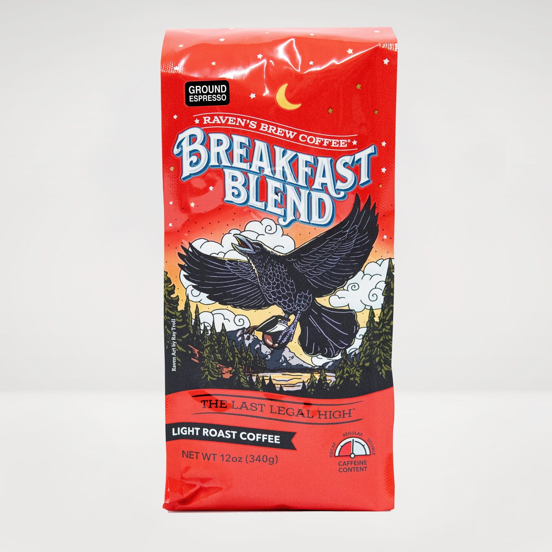 12oz Espresso Ground Light Roast Raven's Brew® Breakfast Blend Coffee
