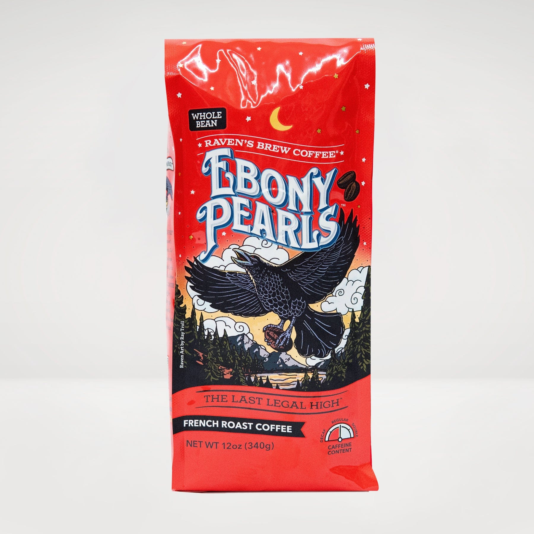 12oz Whole Bean Raven's Brew® Ebony Pearls™ French Roast Coffee