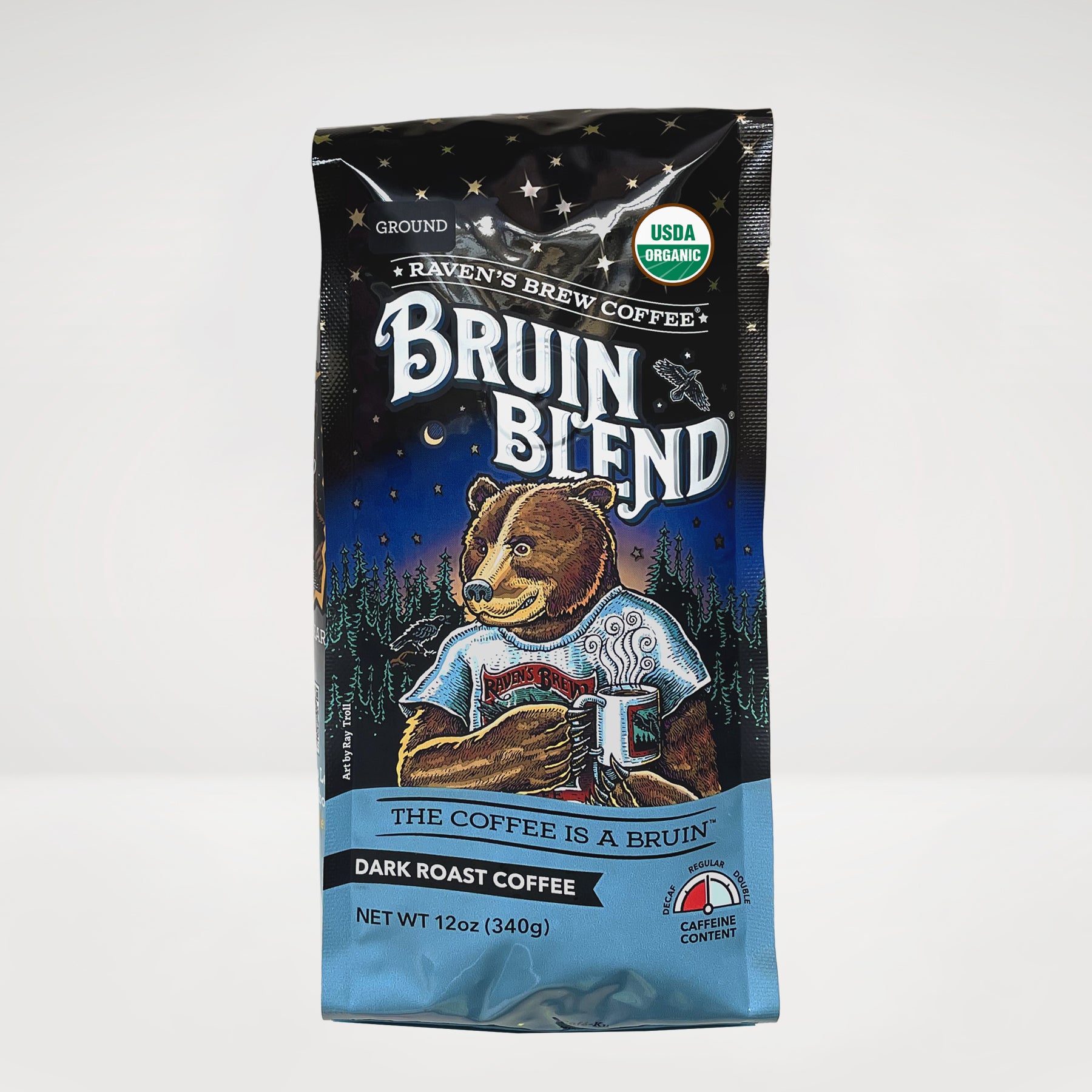 12oz Organic Ground Bruin Blend® Full City Roast Coffee