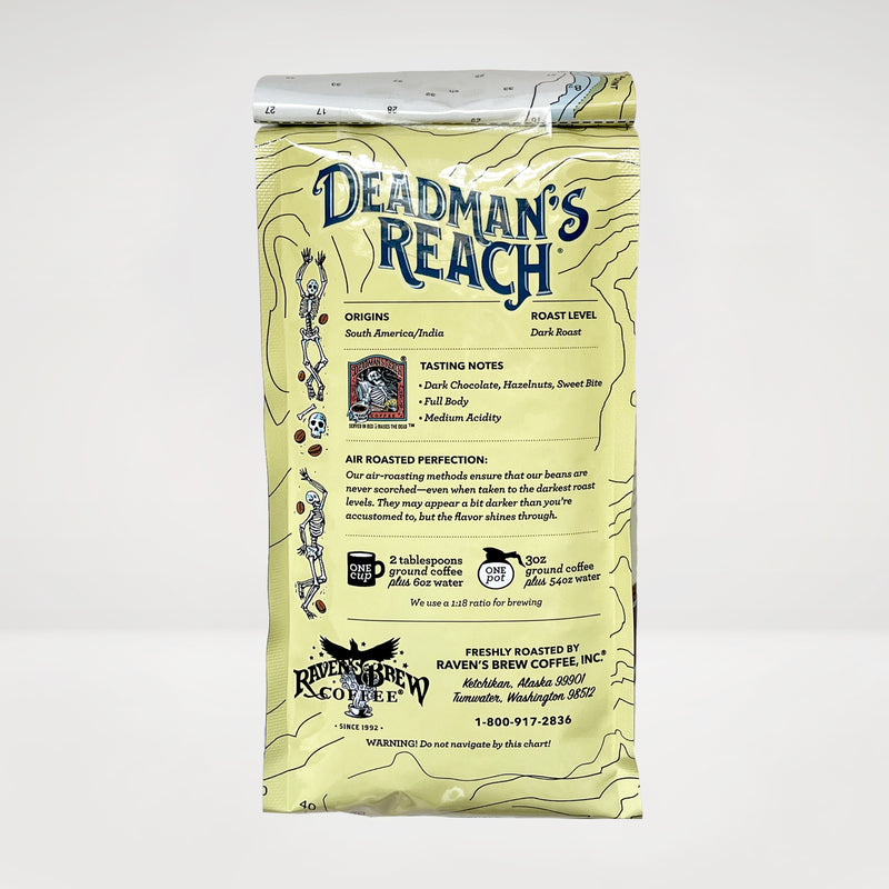 12oz Organic Deadman's Reach® Dark Roast Coffee Back View