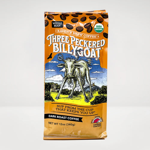 12oz Organic Whole Bean Three Peckered Billy Goat® Dark Roast Coffee