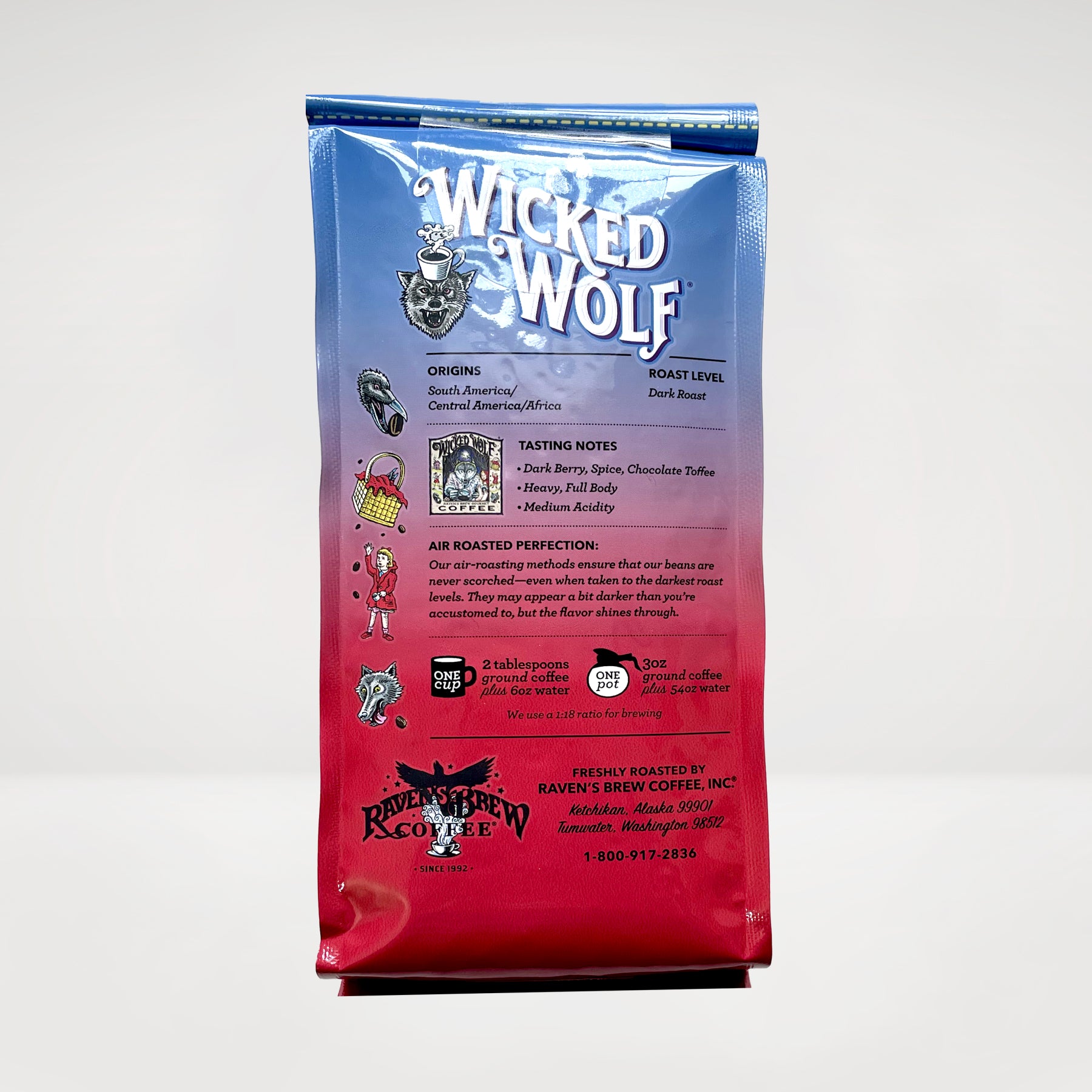 12oz Organic Wicked Wolf® Dark Roast Coffee Back View