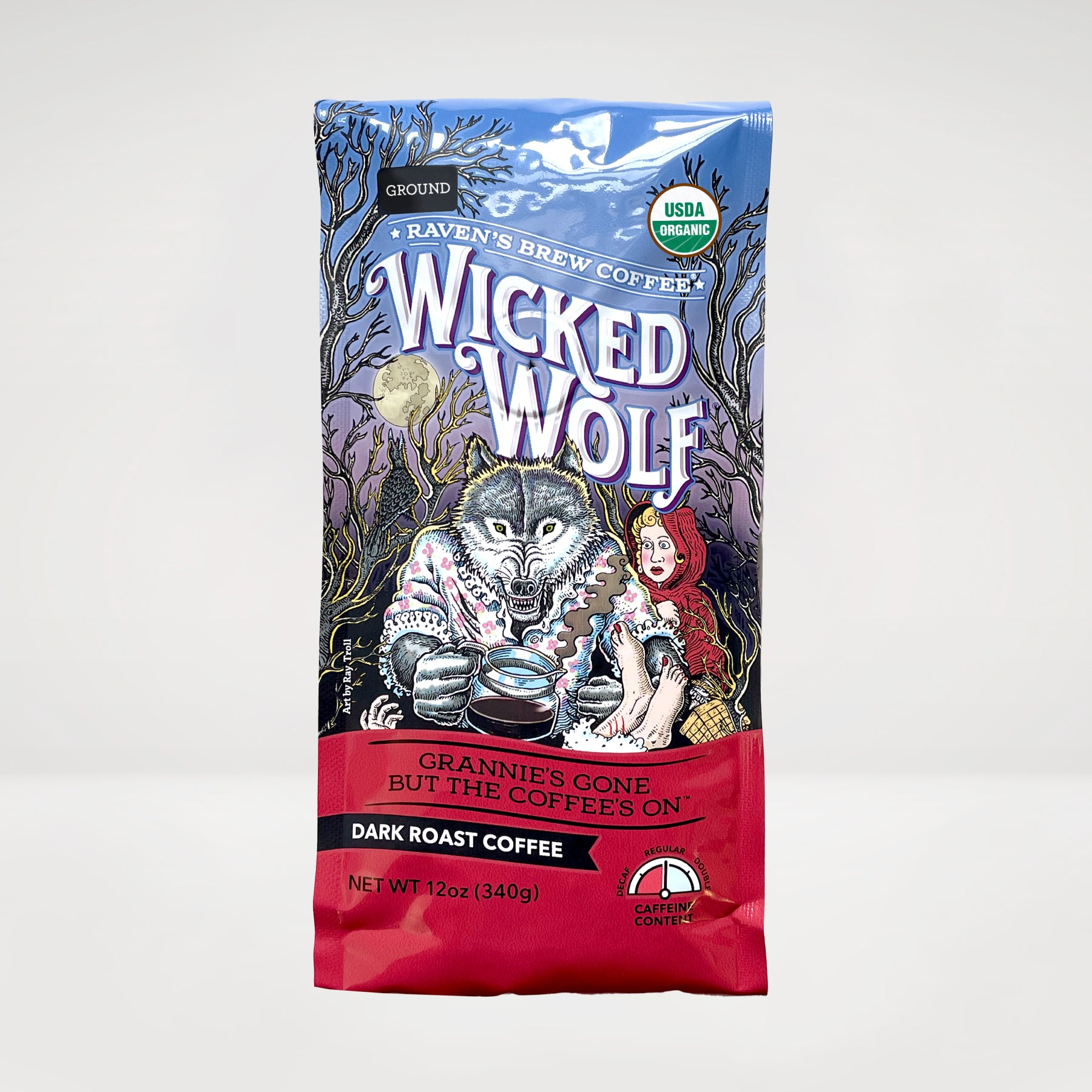 12oz Organic Ground Wicked Wolf® Dark Roast Coffee