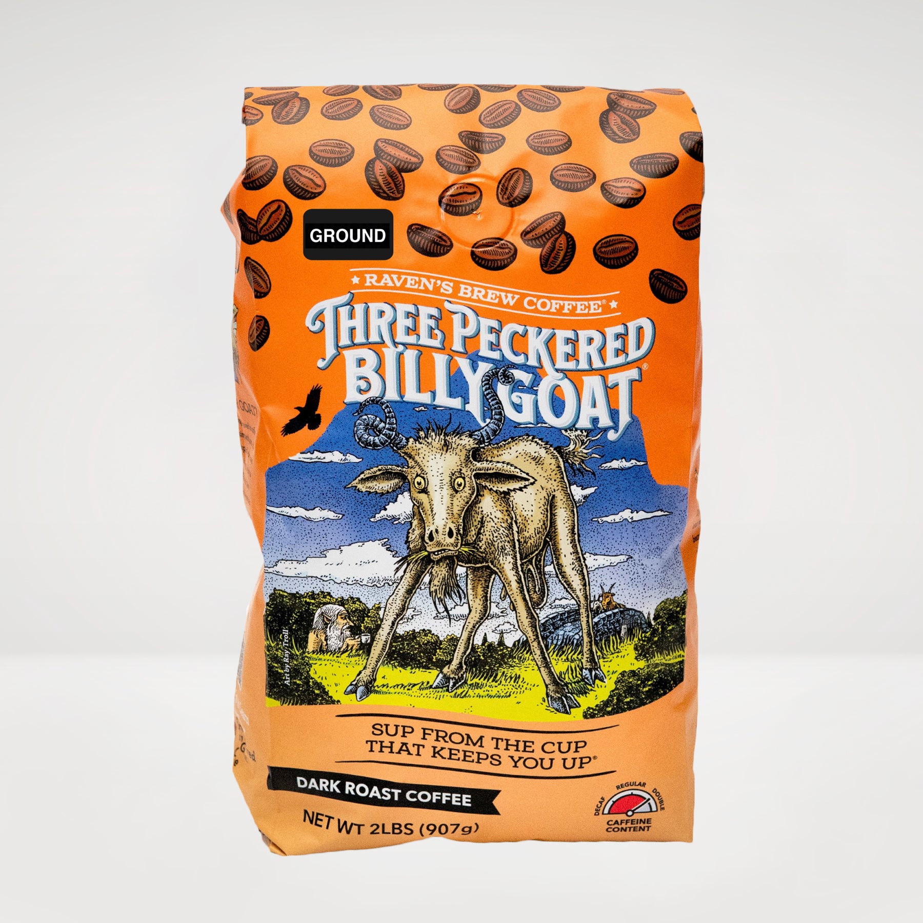 2lb Ground Three Peckered Billy Goat® Dark Roast Coffee