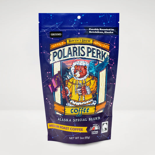 3oz Ground Raven's Brew® Polaris Perk™ Medium Roast Coffee