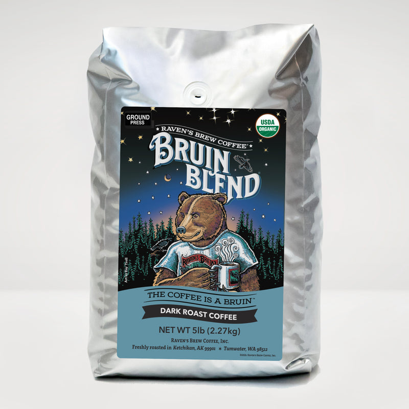 5lb Organic Press Pot Ground Bruin Blend® Full City Roast Coffee