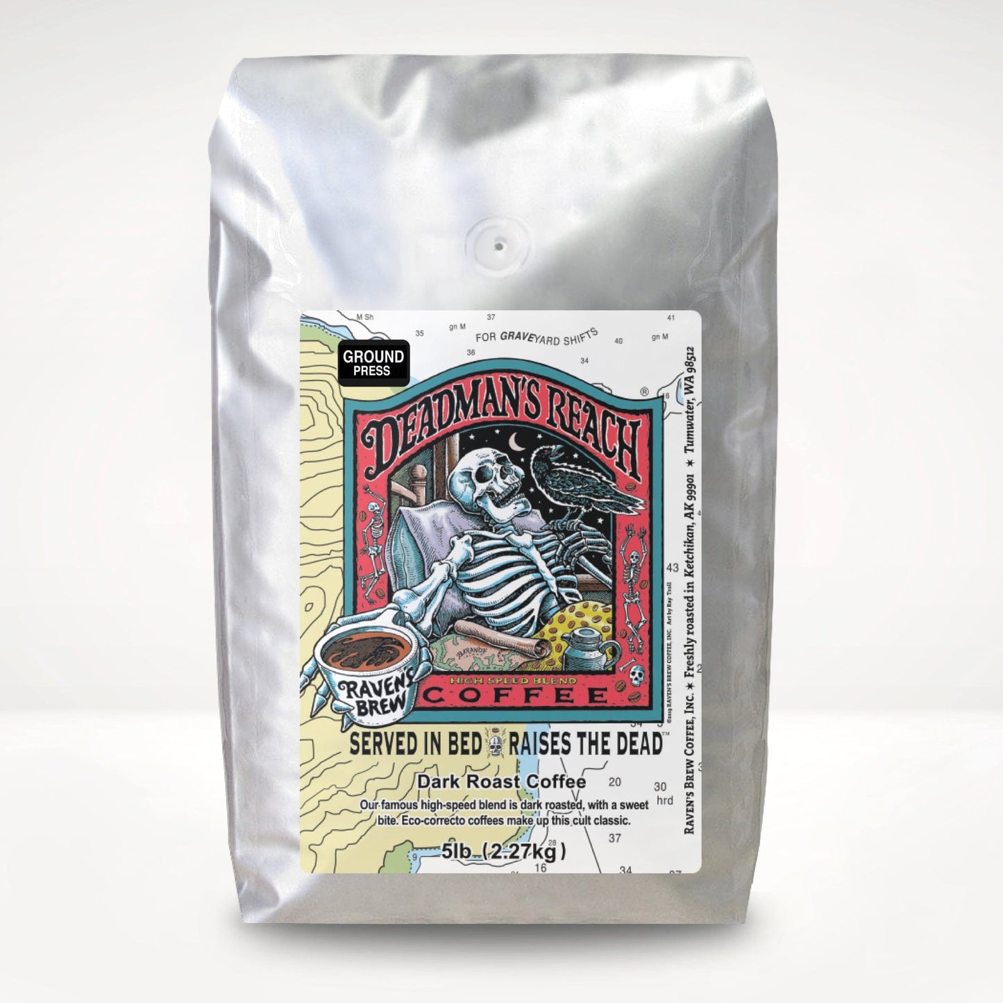 5lb Press Pot Ground Deadman's Reach® Dark Roast Coffee