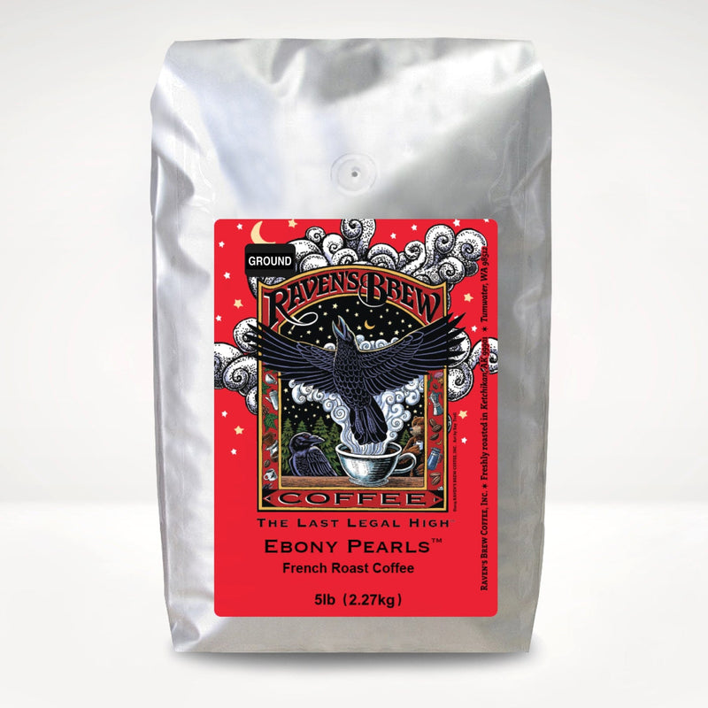 5lb Ground Raven's Brew® Ebony Pearls™ French Roast Coffee