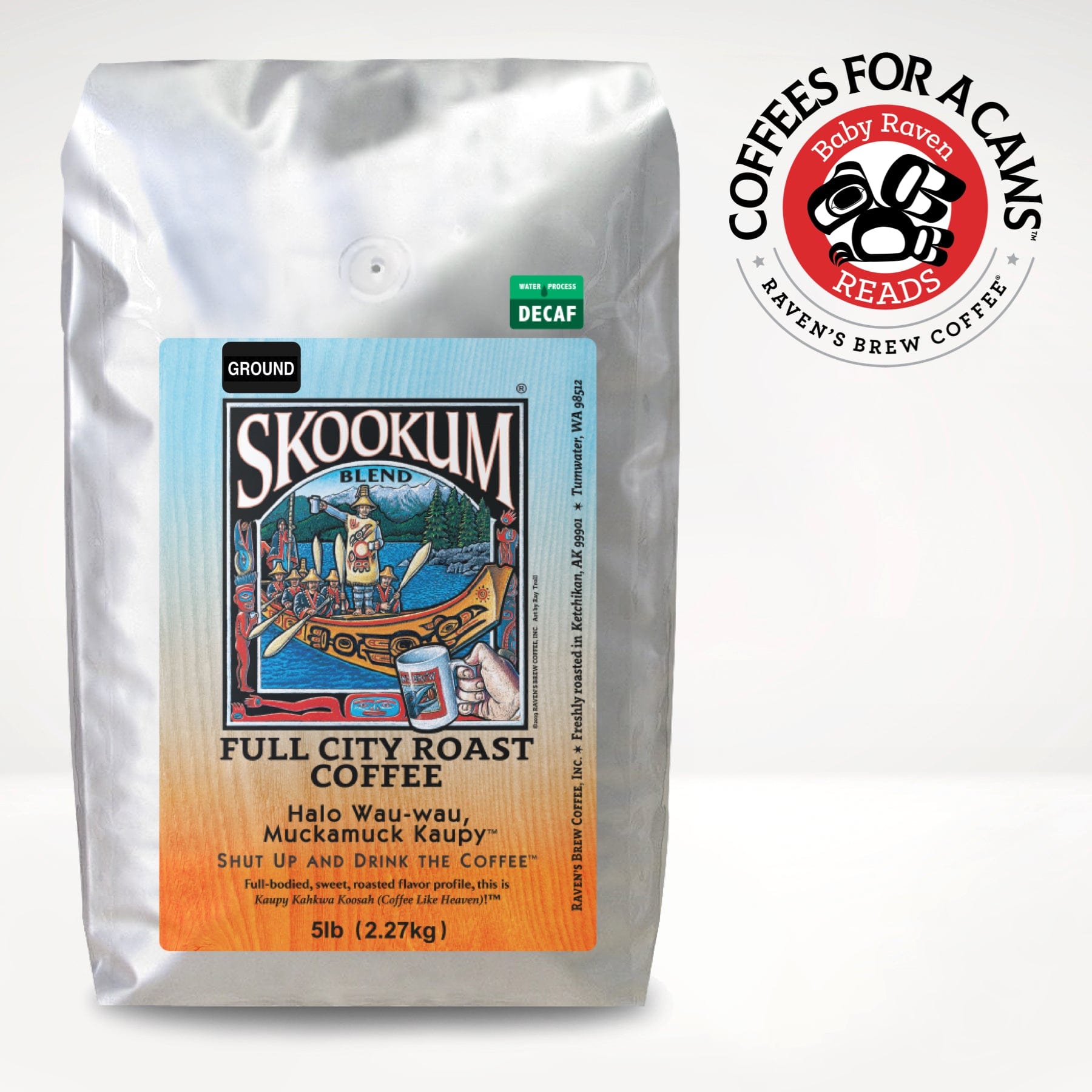 5lb Decaf Ground Skookum® Blend Full City Roast Coffee