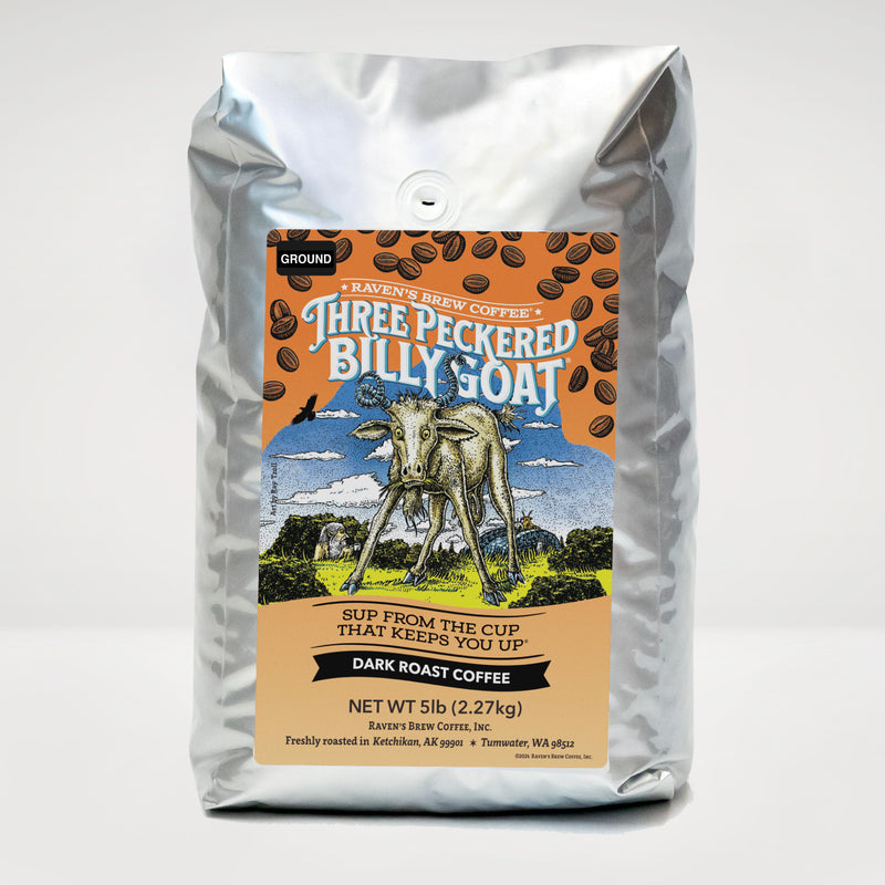 5lb Ground Three Peckered Billy Goat® Dark Roast Coffee