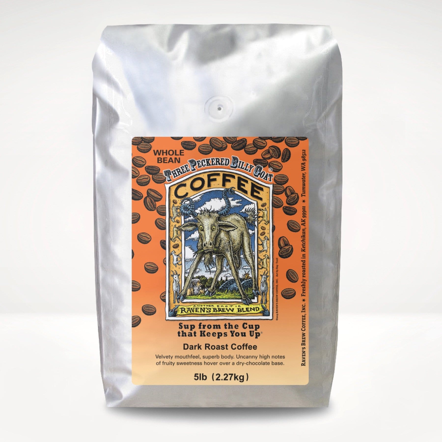 5lb Whole Bean Three Peckered Billy Goat® Dark Roast Coffee