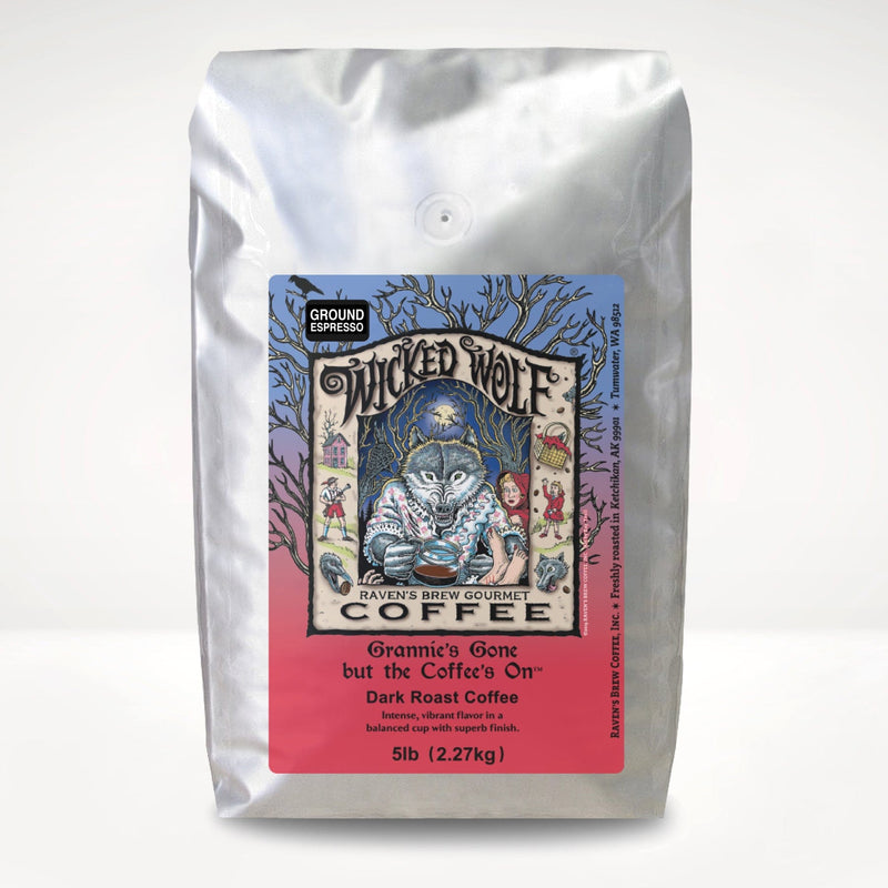 5lb Espresso Ground Wicked Wolf® Dark Roast Coffee