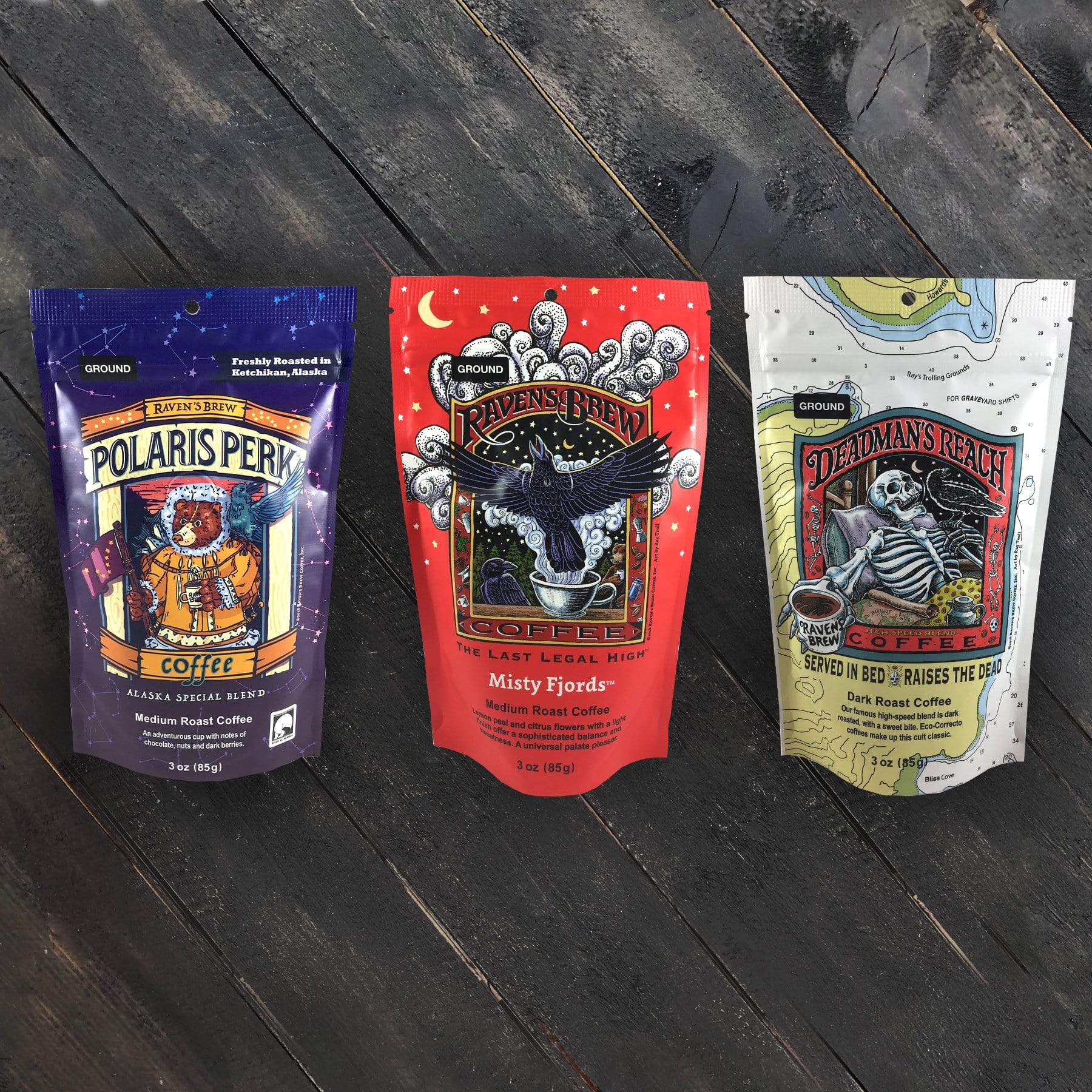 Polaris Perk™ Coffee, Misty Fjords™ Coffee, Deadman's Reach® Coffee Alaska Triplet Set