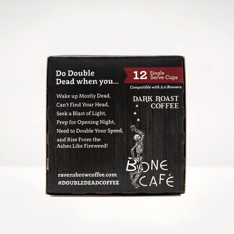 Double Dead® Dark Roast Coffee Single Serve Cups Left Side Panel
