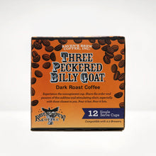 Three Peckered Billy Goat® Dark Roast Coffee Single Serve Cups Left Side Panel